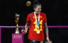 Jenny Hermoso, en la entrega de medallas después de la final del Mundial de fútbol