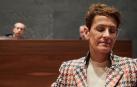 La presidenta del Gobierno de Navarra, María Chivite, durante una sesión plenaria en el Parlamento de Navarra