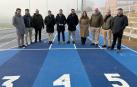 Autoridades presentes en la apertura de las reformadas pistas de atletismo del estadio Nelson Mandela de Tudela