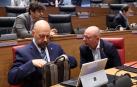 Arasti y Gimeno, durante el pleno de este jueves en el Parlamento foral