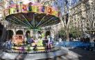Tiovivo del espacio navideño de COworkids en la plaza de la Libertad de Pamplona