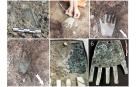 Imágenes del proceso de excavación y restauración de la mano de bronce de Irulegi /