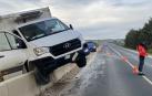 Estado en el que quedó el camión tras el accidente en la NA-132 en Tafalla