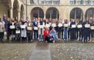 Alumnado y profesorado del IES Benjamín de Tudela y del colegio San Cernin de Pamplona que ha participado en el acto de entrega de los diplomas Bachibac celebrado en la sede del Departamento de Educación