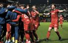 Los jugadores de Osasuna celebran el gol de Arnaiz en la prórroga
