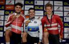 El portugués Leitao, en el centro de la imagen con el maillot acreditativo y la medalla de Scratch.