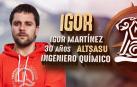 Cartel de presentación del concursante Igor Martínez que ha difundido ETB con el motivo del inicio de una nueva edición de El Conquistador