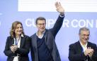 Elena Rivo, Alberto Núñez Feijóo y Luis Menor, este sábado durante la clausura la XXVI jornada interpalamentaria que, bajo el lema 'Cumplir con la palabra', cierra en Ourense sucesor en la Xunta, Alfonso Rueda, que aspira a ser reelegido el próximo 18 de febrero
