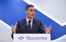 Pedro Sánchez en su comparecencia tras reunirse con el comité de empresa de Navantia./