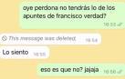 Captura de los mensajes intercambiados