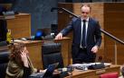 El líder de UPN, Javier Esparza, en el pleno del Parlamento foral de este jueves