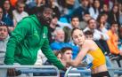 Andrea Arilla, ayer junto a su entrenador, François Beoringyan./