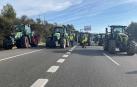 Bloqueo de tractores de Tierra Estella en la autovía a la altura de Villatuerta