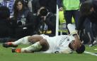 Bellingham, en el momento de caer lesionado en el partido ante el Girona