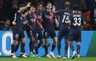 Los jugadores del PSN celebran el primer tanto obra de Kylian Mbappé./