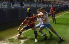 Xisco Jiménez, contra el Zaragoza el 23 de febrero de 2019, en una imagen icónica