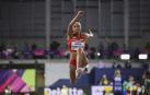 Ana Peleteiro, durante el concurso de triple salto