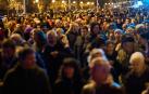 Multitud de participantes en la manifestación del 8-M en Pamplona./