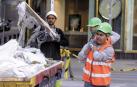 Trabajadores de una construcción en una obra en Madrid