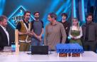 Asier Marzo e Íñigo Ezcurdia, junto a Pablo Motos y los actores de 'Los cazafantasmas' en 'El hormiguero'