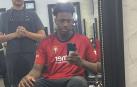 El tudelano Great Osobor, jugador de la universidad de Utah State, con la camiseta de Osasuna