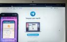 Página de inicio a telegram en una tablet y un smartphone
