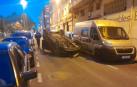 Herido tras sufrir una salida de vía con vuelco en la calle San Francisco de Burlada