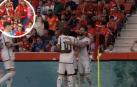 Un joven imita los gestos de un mono tras el gol de Tchouaméni en Son Moix