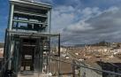 Ascensor panorámico del barrio monumental de Estella, durante una avería el pasado 27 de marzo