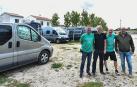 Kenan Martínez Kobo, Jon Kepa Solchaga, Jorge Alba Pérez y Carlos Montoya durante la presentación de la quedada de autocaravanas en Tafalla