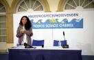 Patricia Ramírez, madre de Gabriel Cruz, durante una rueda de prensa bajo el lema 'Nuestros peces no se venden'