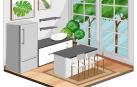 Ilustración del interior de una cocina