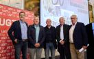 Los cinco últimos secretarios generales de UGT en Navarra, de izquierda a derecha: Javier Lecumberri, Juan Antonio Cabrero, Miguel Ángel Ancízar, Juan Goyen y, todavía en el cargo, Jesús Santos