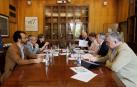 Momento de la reunión celebra en Madrid entre la presidenta Chivite y representantes del Ministerio de Transición Ecológica para abordar la financiación del Canal de Navarra