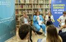 Antonio López-Isturiz (PP), Elena Sancho  Murillo (PSOE), Amaia Arrizabalaga (Geroa Bai) y Xabier Fernández (Equipo Europa) durante el debate celebrado este jueves en Pamplona