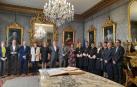 Imagen de la toma de posesión de los juristas Ana Clara Villanueva, Eduardo Santos y Rafael Lara como vocales del Consejo de Navarra