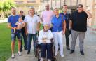 Consuelo Enciso Puyo, sentada. Detrás, de izda. a dcha.: Javier Elizondo con su hijo Carlos, Santiago Agudo, Fernando León, David Visus Ustárroz, Marian Sánchez, José Antonio Martínez y Miguel Ángel Arrastio