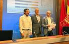 De izquierda a derecha, el director general del Gobierno Abierto, Joseba Asían; el vicepresidente del Ejecutivo Félix Taberna, y el director gerente de la Oficina de Análisis y Prospección, Txerra García de Eulate