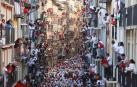 Imagen cenital del primer encierro de San Fermín 2024