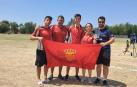 En el centro, Jorge Dabán y Sandra López junto aTxemari Zuza, Javier Carrillo y Jon Urriza, miembros del equipo navarro de arco recurvo.