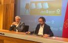 El vicepresidente Félix Taberna y Joseba Asiain, durante la rueda de prensa ofrecida hoy