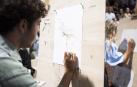 Estudiantes que forman parte del Campus Creativo de la UN realizaron ayer dibujos en el polideportivo durante la jornada de bienvenida