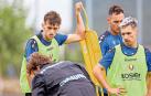 Aimar Oroz y Bryan Zaragoza, en la sesión de este miércoles