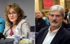 Elena Aisa, presidenta de Besarkada-Abrazo, y el director técnico del Teléfono de la Esperanza en Navarra, Alfonso Echávarri