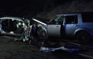 Estado en el que quedaron los dos vehículos tras el choque frontal en el que han muerto tres personas