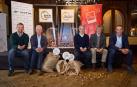 Representantes de 4 de las 8 explotaciones de la marca 'Nuez de Navarra' en el Nuevo Casino Principal de Pamplona, para la presentación de la marca