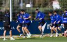 Bretones, Unai, Raúl, Nacho Vidal e Iker Muñoz, en la sesión previa.	osasuna