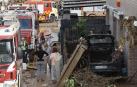 Destrozos en una zona residencial de la localidad de Alfafar, en Valencia, este sábado