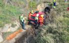 El vehículo accidentado, tras la salida de vía