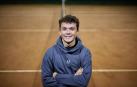 Iñaki Montes, en la pista del Club de Tenis Pamplona, del que procede, el pasado martes